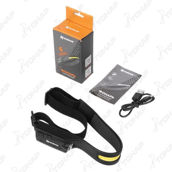 Фонарь налобный сенсорный LED-120 LM, COB-340 LM, IPX4, USB (N-FN-HL65) NISUS