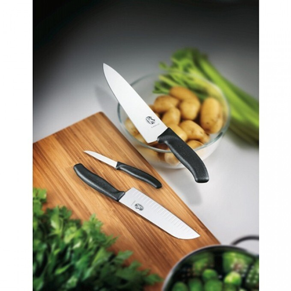 Нож разделочный, лезвие 15 см, черный в блистере, Victorinox