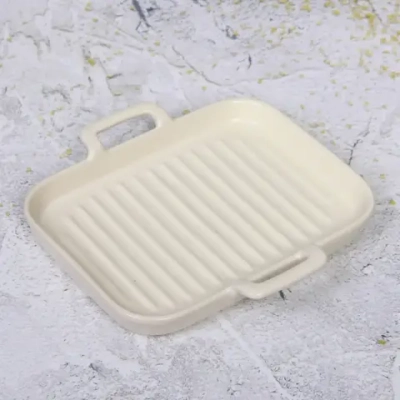 Блюдо керамическое «Акварель» 19,5*19,5*2,5см, молочное