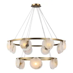 utsenka-SL1520.303.14 Светильник подвесной ST-Luce Латунь/Алебастр G9 14*5W 4000K CLAM
