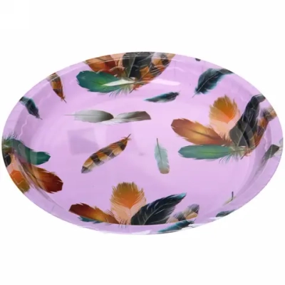 Поднос пластиковый «Волшебные перья» 29см сиреневый