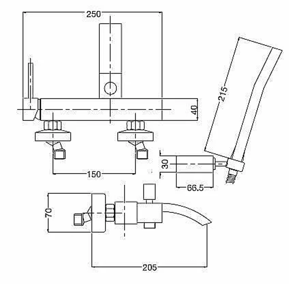 Смеситель для ванны Bugnatese Inside 9202 хром