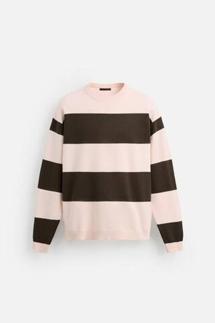 ZARA СВИТЕР ИЗ МЯГКОЙ ТКАНИ С РЕЛЬЕФНЫМ УЗОРОМ, ПОЛОСКИ