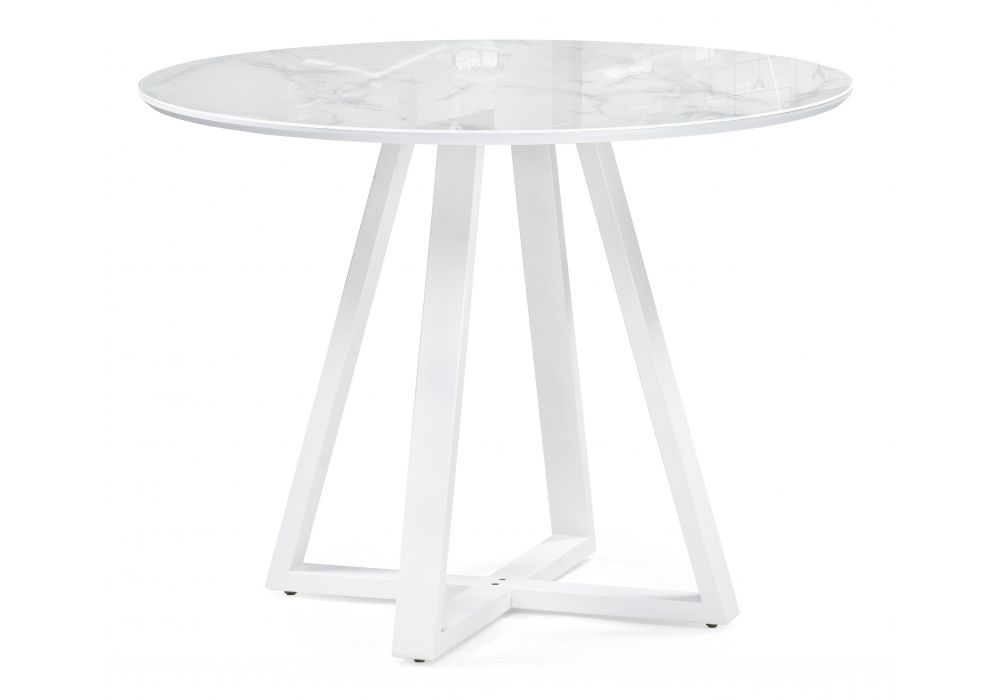 Стеклянный стол Норфолк 100х78 белый мрамор / белый