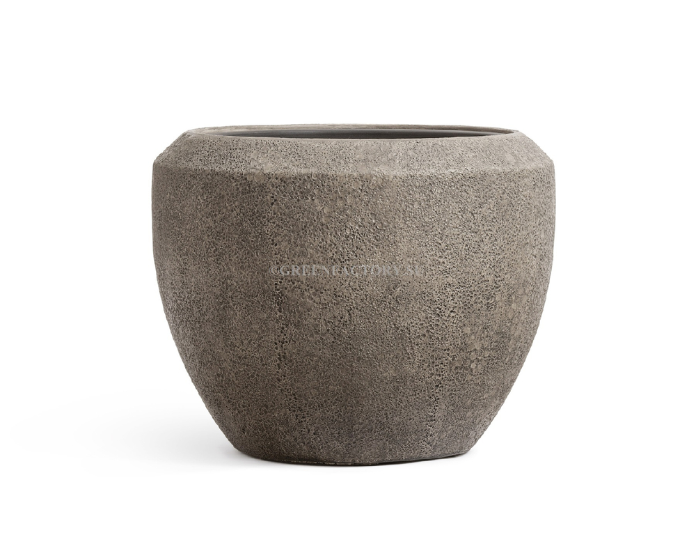 Кашпо TREEZ Effectory - серия Volcano - Чаша Design - Серо-коричневый туф