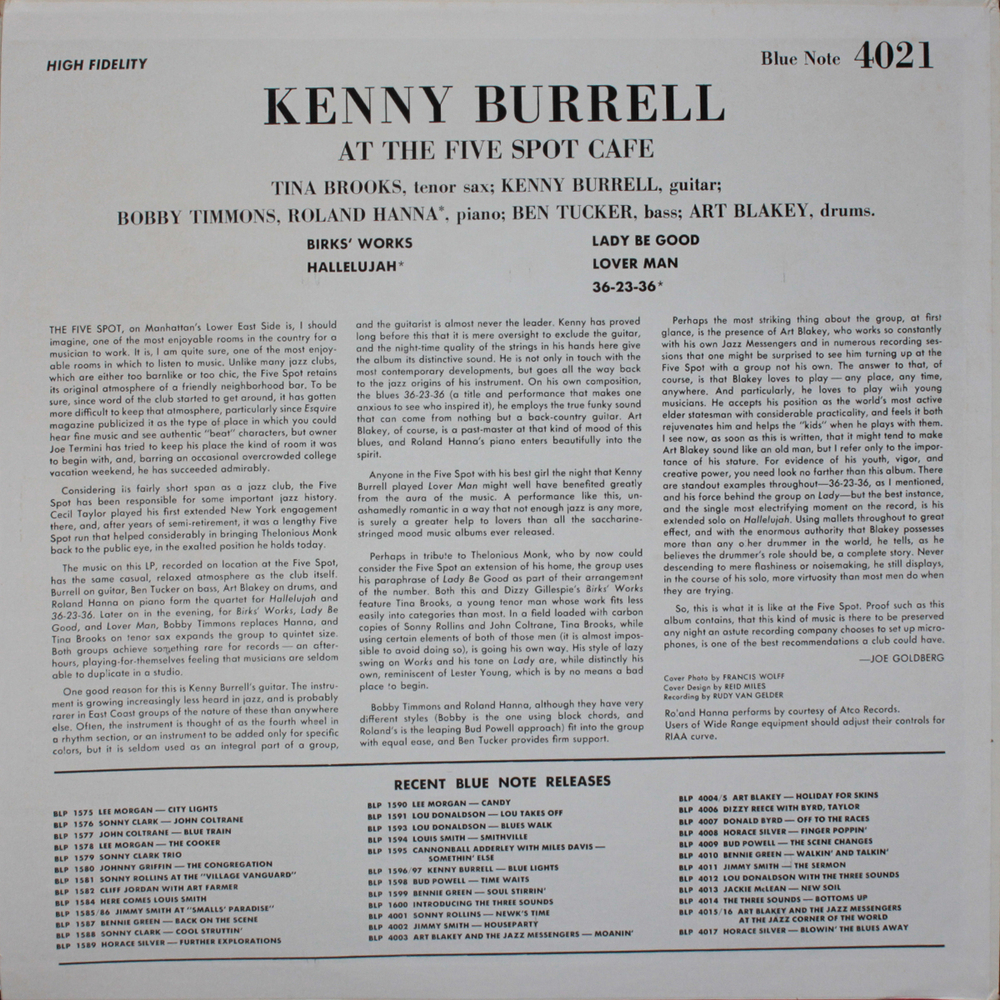 Kenny Burrell With Art Blakey / On View At The Five Spot Cafe (LP)