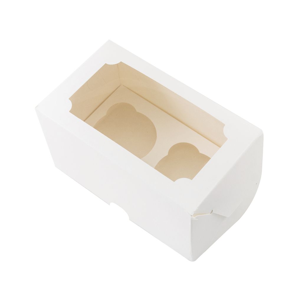Коробка на 2 капкейка Белая (окно), 16*10*10 см