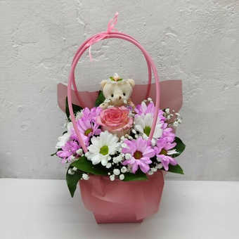 Цветы в сумочке с игрушкой 2