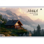 Альбом для рисования А4 40л, Alingar, гребень, мелованный картон(стандарт) 210г/м2, офсет 100 г/м2,, "Домик в горах", 1 дизайн в пленке т/у