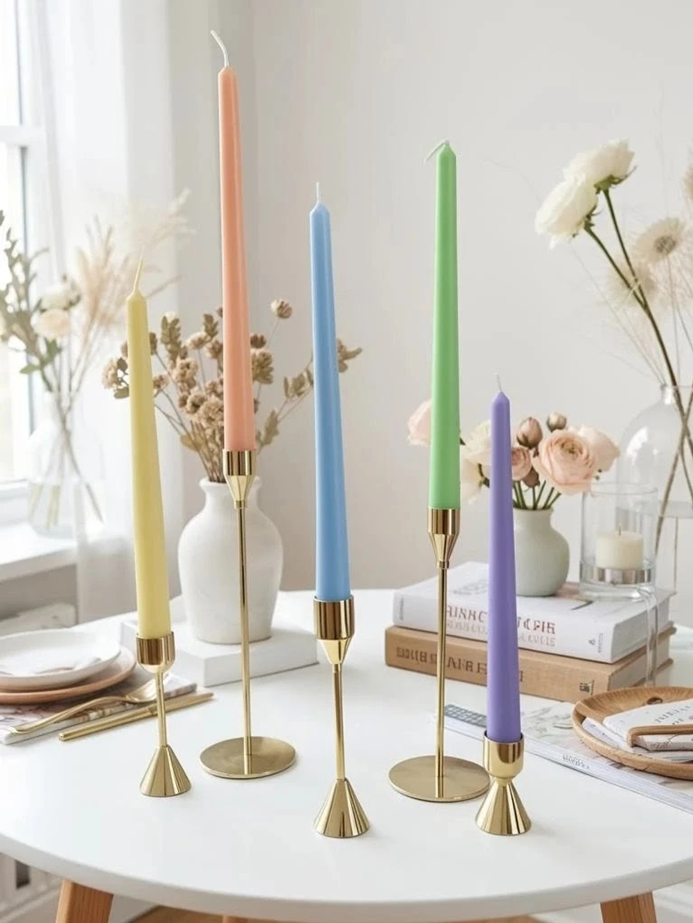 Pinterest‑вайб: пастельные свечи для уютных вечеров, набор из 5 шт.