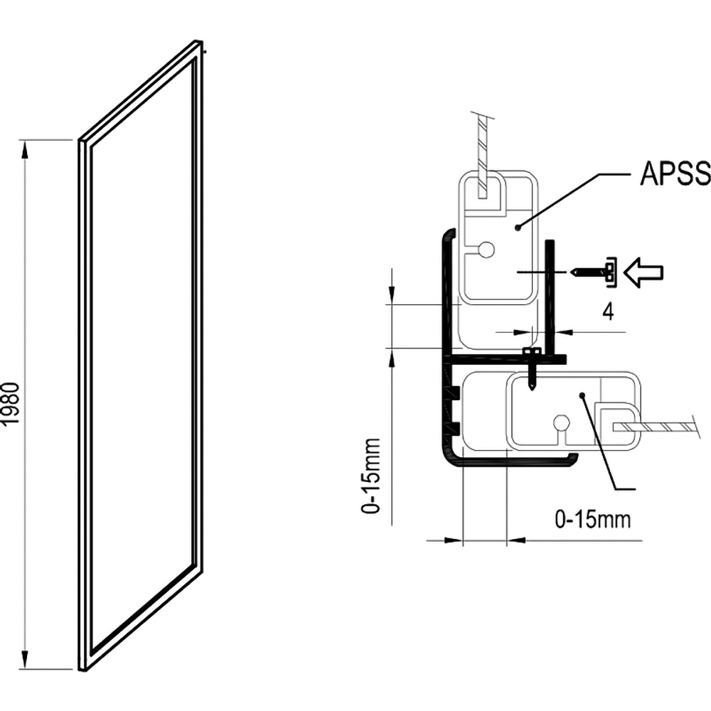 Душевая стенка Ravak Supernova APSS-90 940703R211 профиль Черный пластик Pearl