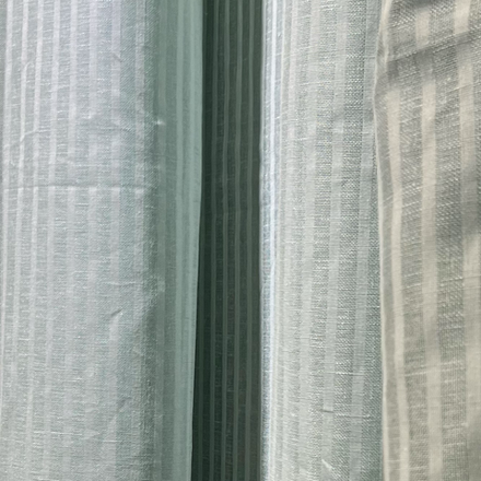 Штора из прозрачного зеленого льна в тонкую полоску 250*270 см