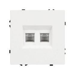 Механизм сдвоенной компьютерной розетки SCT-NOBE-MPC2-SFPL-WH (RJ-45, CAT6) (Arlight, Белый кварц) 054312