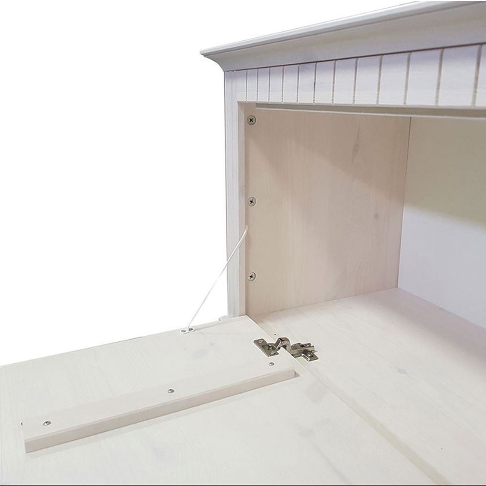 Скамья в прихожую Неаполь 93х50х39 см из массива сосны, деревянная обувница, белый воск