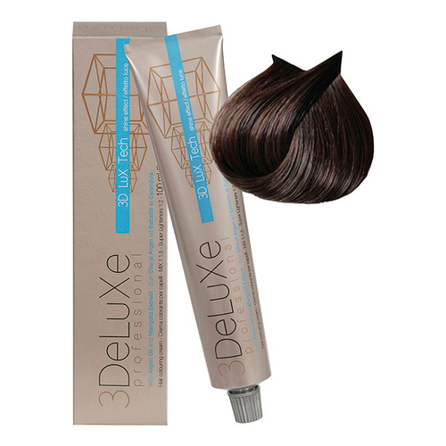 Стойкая крем-краска для волос Оттенок 5.12 Светло-каштановый пепельный ирис 3DeLuXe 100мл
