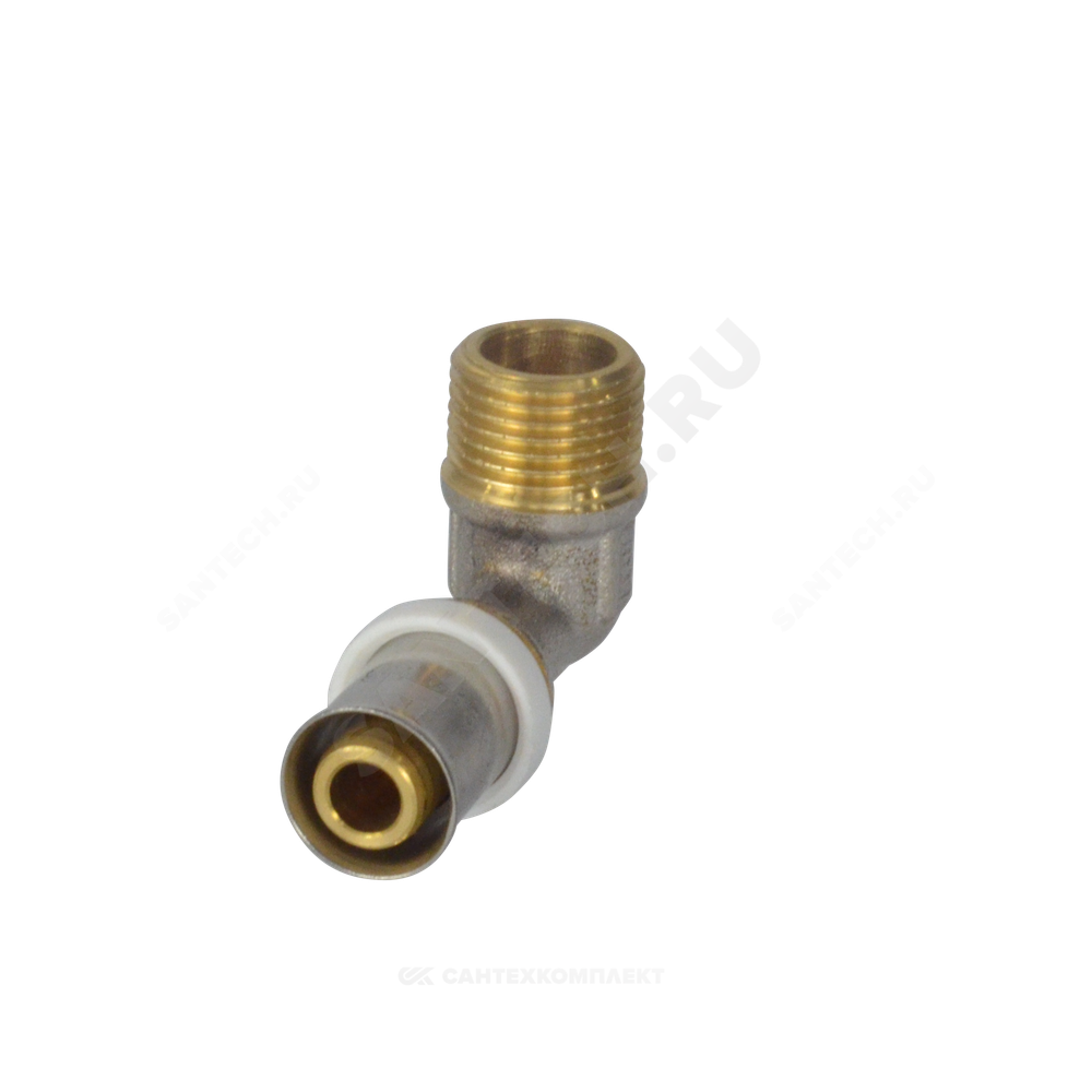Угольник МП латунь никель пресс Дн 20х3/4"х90гр НР ГОСТ 32415-2013 8006 Aquasfera 8006-04