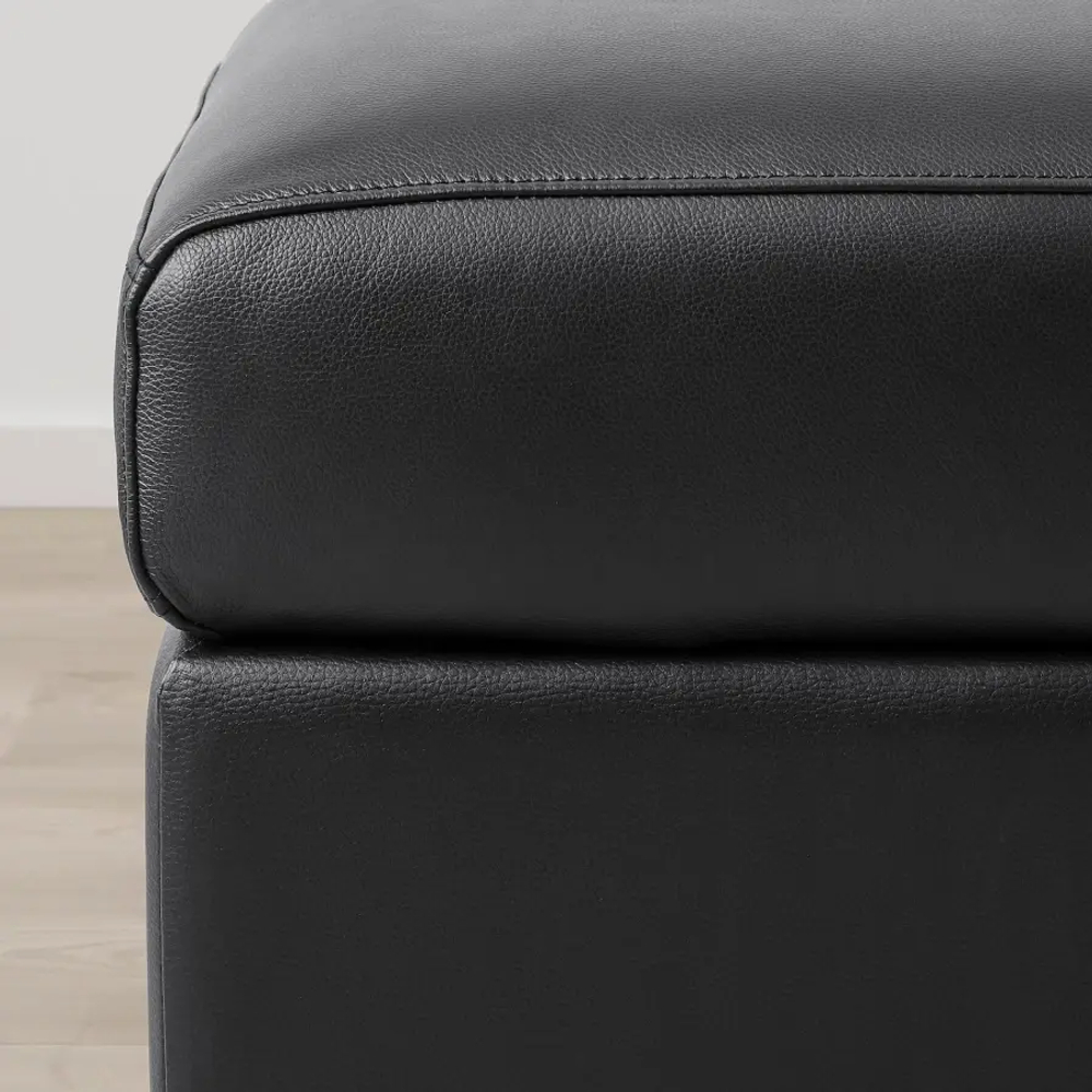 3-местный угловой диван - IKEA VIMLE, 235/179х98х80 см, черный, кожа, ВИМЛЕ ИКЕА