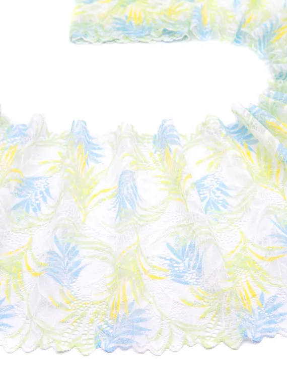 03-255 ОПТ Кружево эластичное 22 см, айвори/желтый/голубой