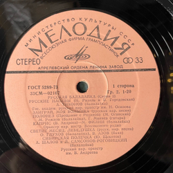 Винтажная виниловая пластинка LP Сборник Русская Балалайка (Серия II) (СССР 1980)