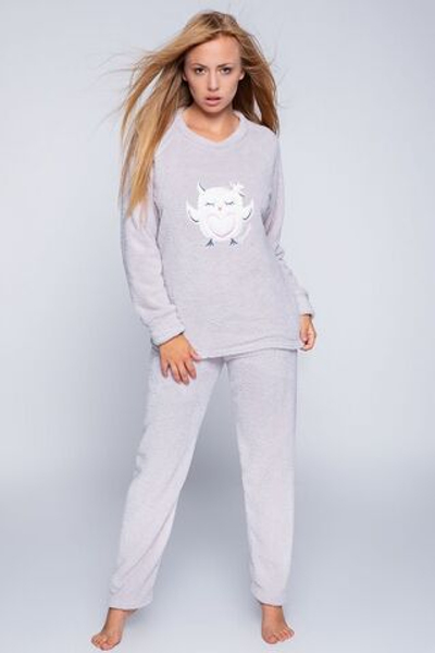 Плюшевая женская пижама Elene с брючками (Размер: L) (Цвет: кофейный)