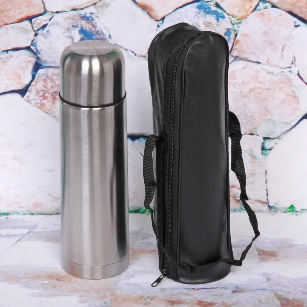Термос металлический 750мл в черном чехле