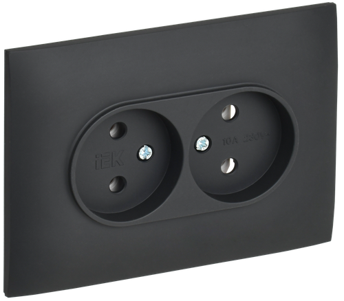 SKANDY Розетка 2-местная без заземления без защитных шторок 10А в сборе SK-R10G графит IEK