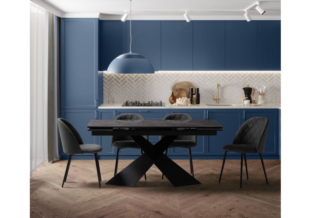 Стул на металлокаркасе Зест микровелюр серый / черный глянец