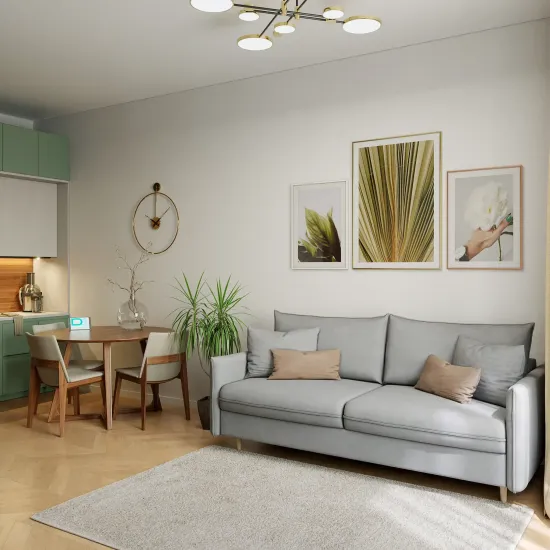 СКАНДИ Диван тканевый прямой светло-серый