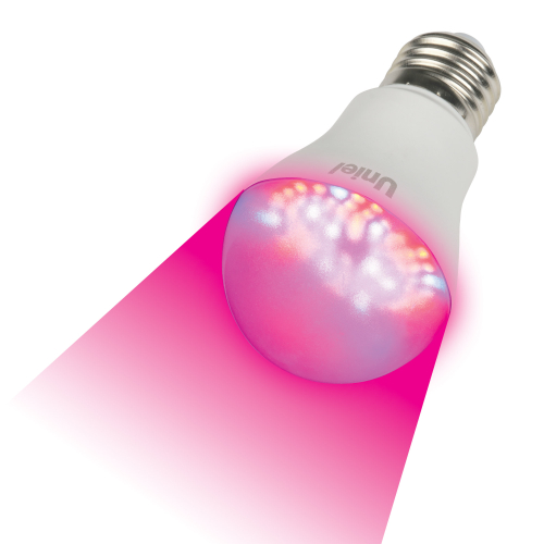 LED-A60-9W/SP/E27/CL ALM01WH Лампа светодиодная для растений. Форма A, прозрачная колба. Материал корпуса пластик. Упаковка картон.
