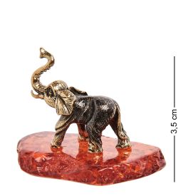 Народные промыслы AM-1294 Фигурка «Слон тайский» (латунь, янтарь)