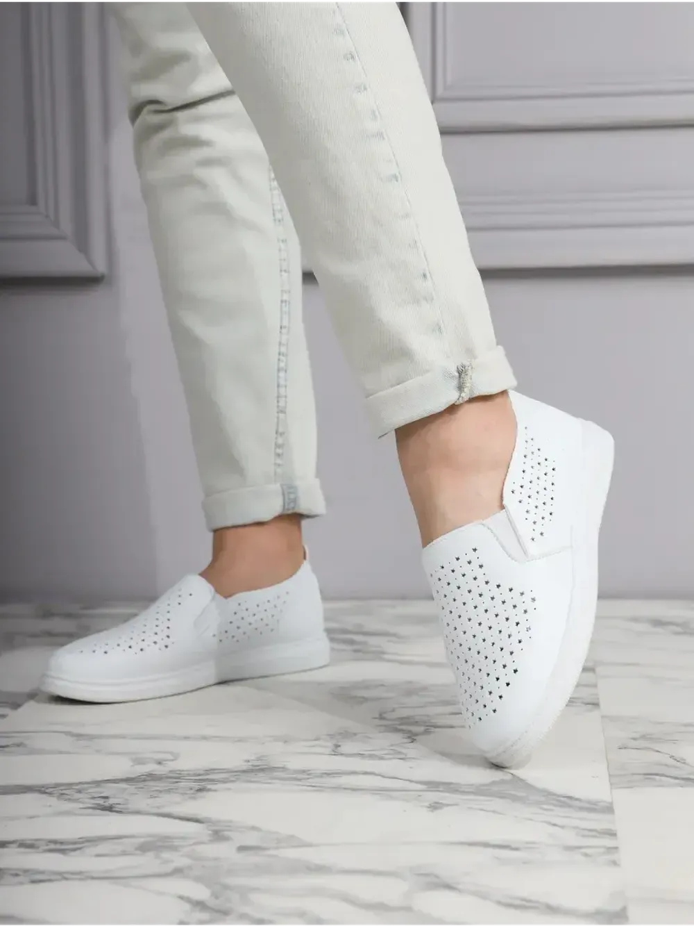 Мокасины летние с перфорацией