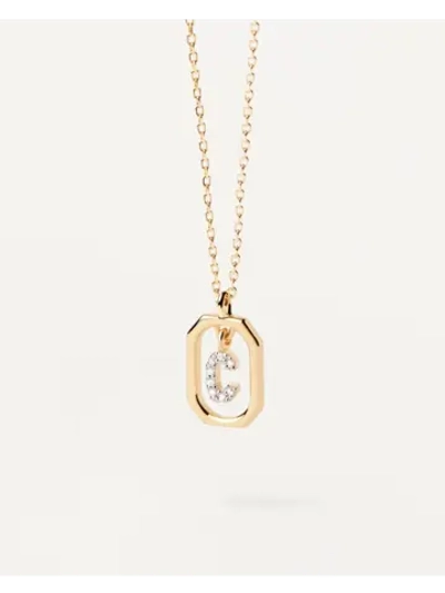 Колье женское PDPaola Мини-Буква C серебро 925 пробы покрытое золотом 750 пробы CO01-514-U