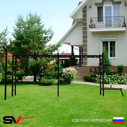 Уличная шведская стенка Sv Sport рукоход х 2 с комплектом турник прямой У54633 (Брусья/Скамья/Кронш бокс)