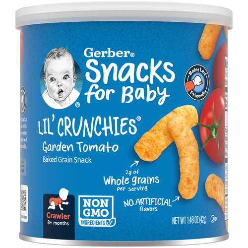 Gerber, Snacks for Baby, Lil' Crunchies, запечённый зерновой снек, от 8 месяцев, томат, 42 г (1,48 унции)