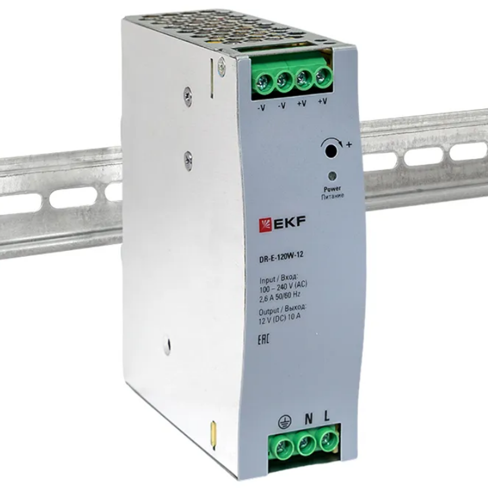 Блок питания на дин рейку 120 вт, 220 В AC /12 В DC DR-E-120W-12