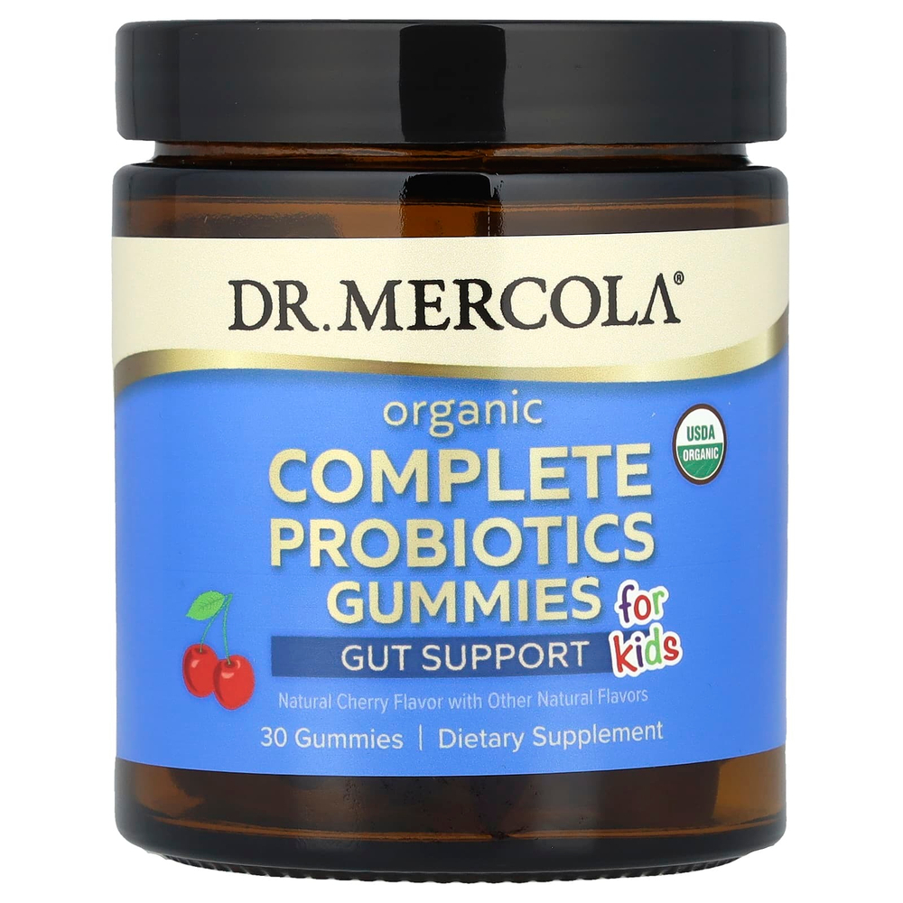 Dr. Mercola, органический полноценный комплекс пробиотиков, для детей, натуральная вишня, 30 жевательных таблеток (10 мг (1 миллиард КОЕ) в 1 жевательной таблетке)