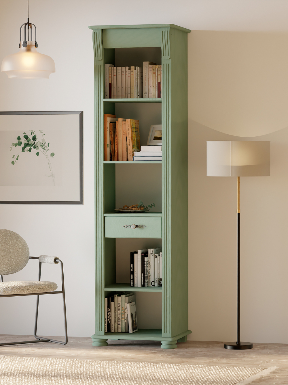 Шкаф витрина, 54х42х195, Susanna, сервант для посуды, стеллаж для книг, деревянная, эвкалипт, MAKOSA