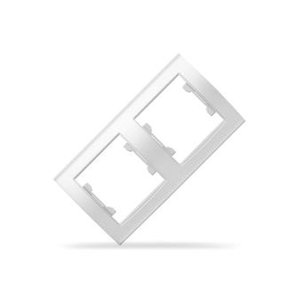 Рамка двухместная горизонтальная "UNIVersal" серия "Бриллиант" белая (еврослот) ( HU1901)