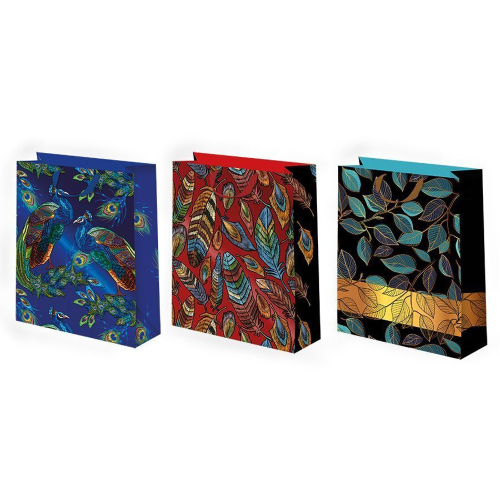 Пакет подар. бумажн. 18*23*10 см, 210гр/м2 Микс, отделка фольгой