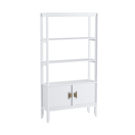 Стеллаж «Бридж» сквозной широкий с 2 дверями белый лак