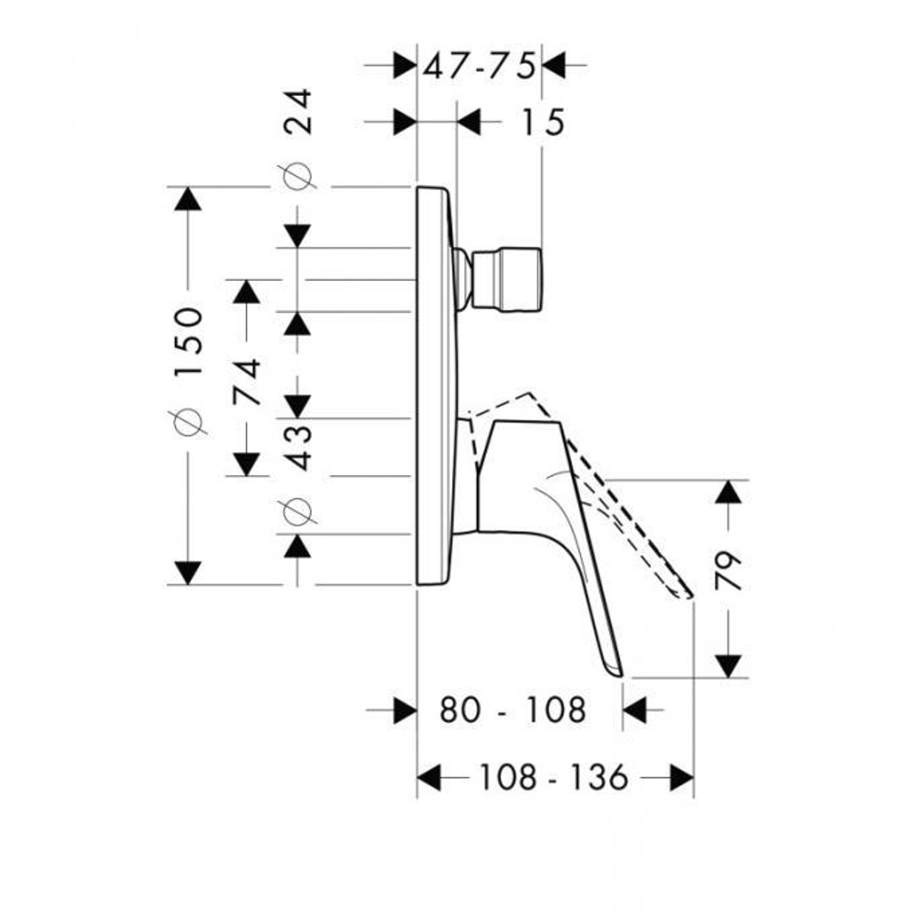 Смеситель для ванны Hansgrohe Focus E² , однорычажный, СМ  хром 31945000
