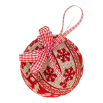 Ел игр Шар мешковина с красным узором 10 см 2 шт, кор прозрач