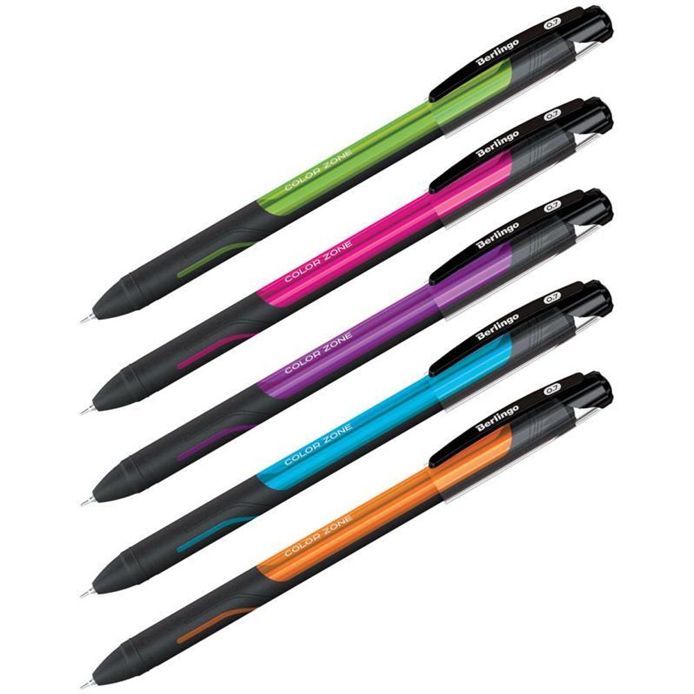 Ручка шариковая 0,7мм. синяя, прорез.корпус &quot;Color Zone stick&quot; (Berlingo)