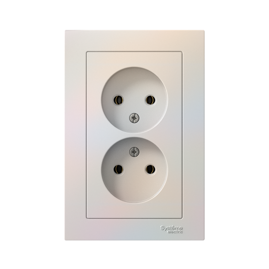 Розетка 2-м СП AtlasDesign 16А IP20 без заземл. в сборе жемчуж. SE ATN000420