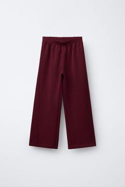 ZARA ОДНОТОННЫЕ БРЮКИ WIDE LEG, БУРГУНДИ