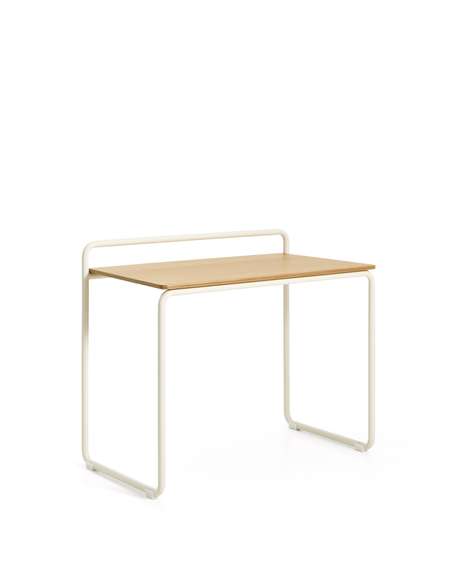 Tinn Письменный стол из ясеневого шпона с бежевой металлической конструкцией, 75 x 45,5