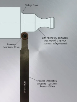 Резец токарный по металлу 12х12 радиусной SRDPN1212H10
