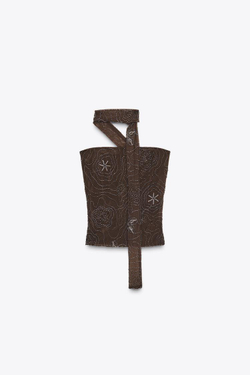 ZARA ТОП С ПАЙЕТКАМИ, ШОКОЛАДНЫЙ