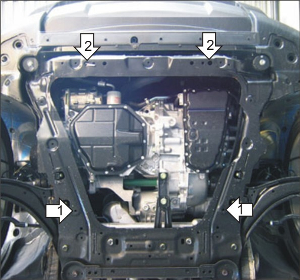 Усиленная защита Motodor картера двигателя, кпп. 5 мм, алюминий. для Nissan X-Trail 2010-2015,Nissan X-Trail 2007-2010 арт.31402