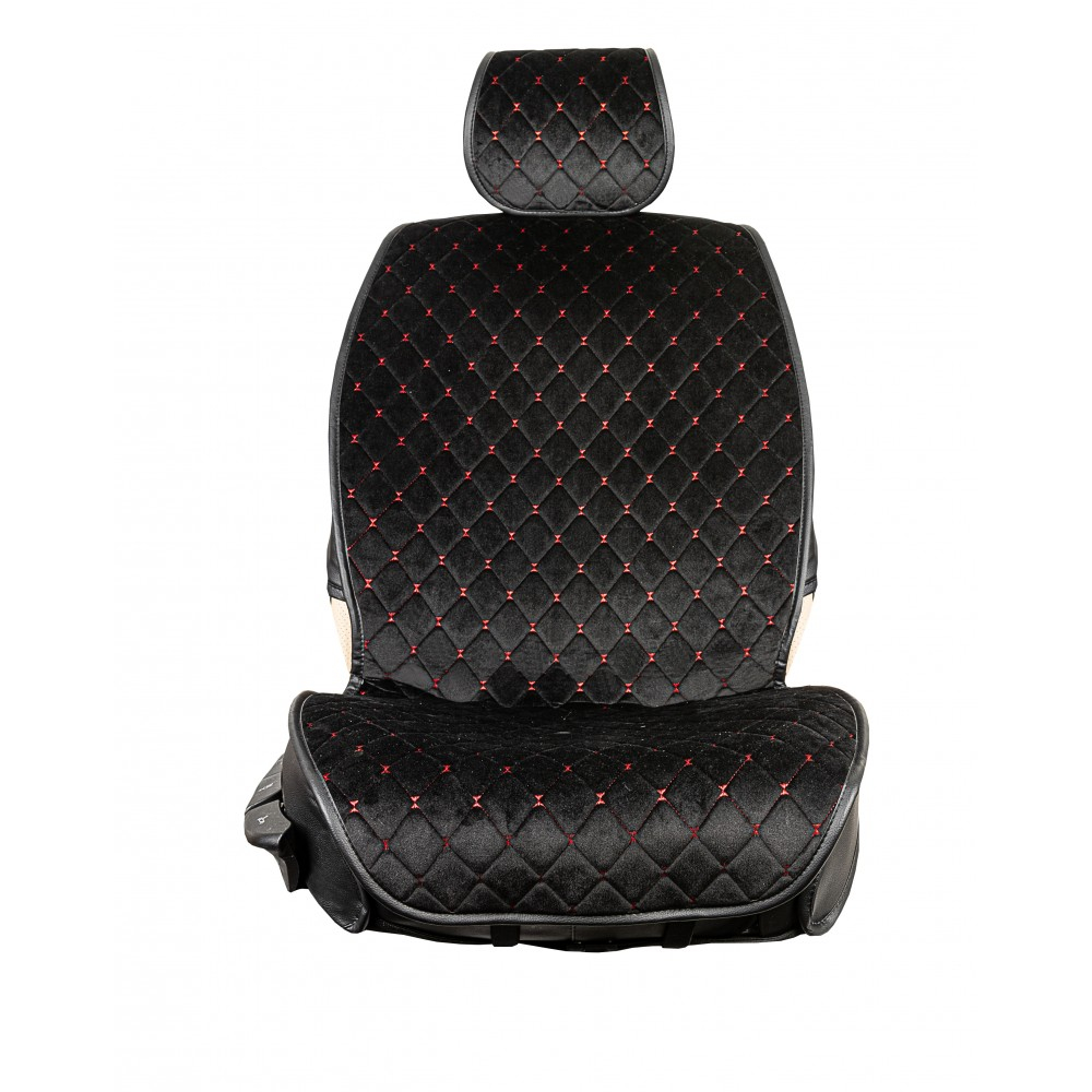 Накидки сидений ПОЛНЫЙ Coolpart MAXIMAL LUX (кт11пр) - JJ-09-BLRD - Алькантара Ромб черный/шов красн